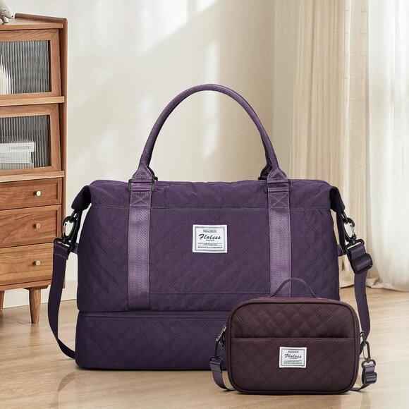 Weekender Bags for Women, Carry on Overnight Weekend Travel Duffel Bag with Shoe - Picture 2 of 9